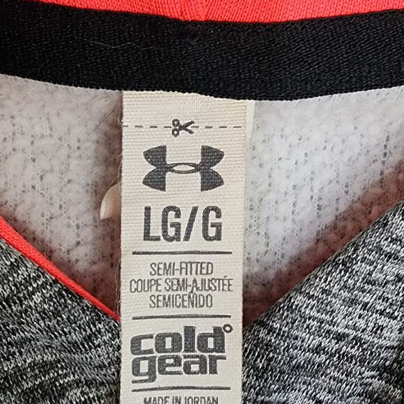 Under Armour Big Logo Hoodie Sweatshirt Large Gray Black Semi Fitted - Picture 6 of 8